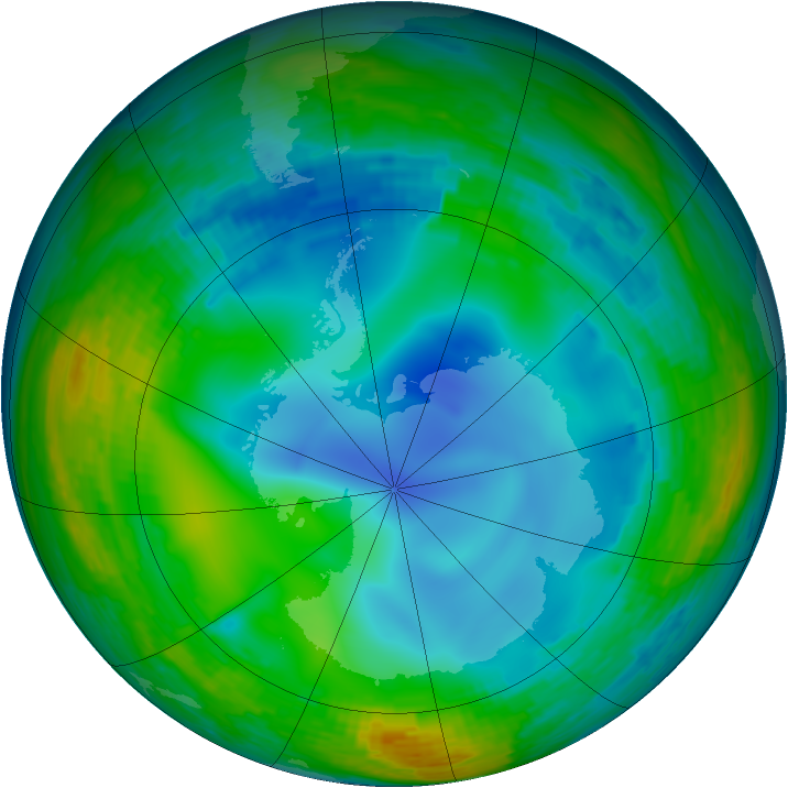 Antarctic ozone map for 29 July 1993